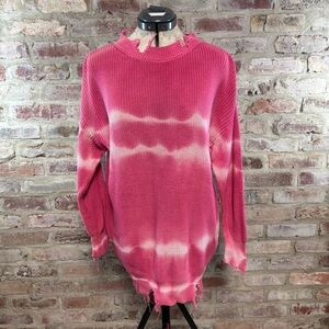 Faded tattered tie dye long sweater medium